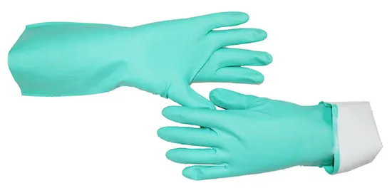 Heavy Duty Reusable Green 100% Nitrile Rubber Chemical Resistant Industry Safety Work Gloves Luvas Guantes En420 En374